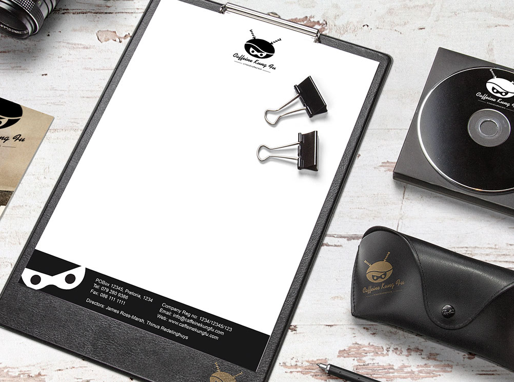 Caffeine Kung Fu letterhead design